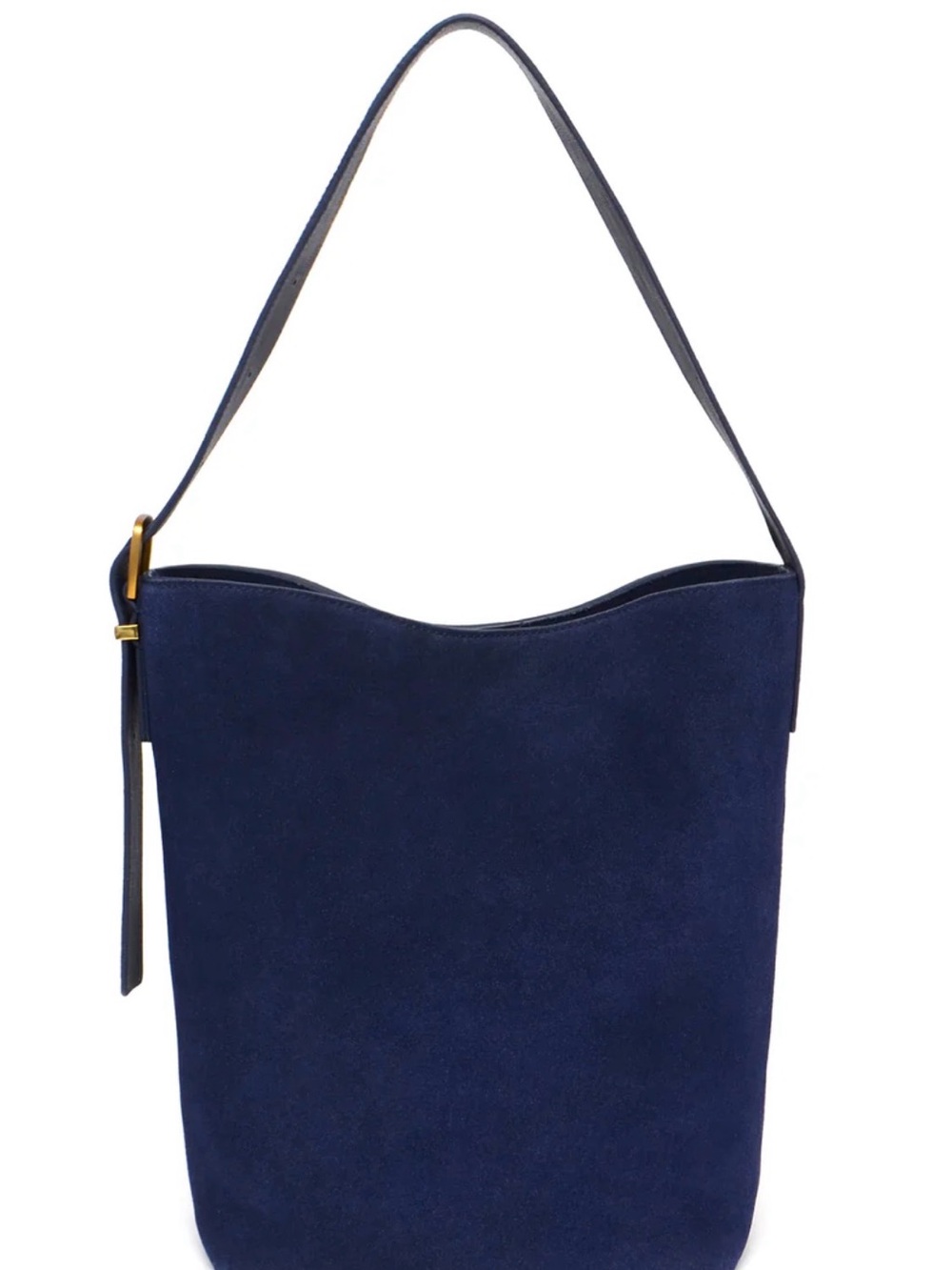 Margot New York Kaye Bucket Tote Suede Leather Midnight Blue Bucket Bag Classic